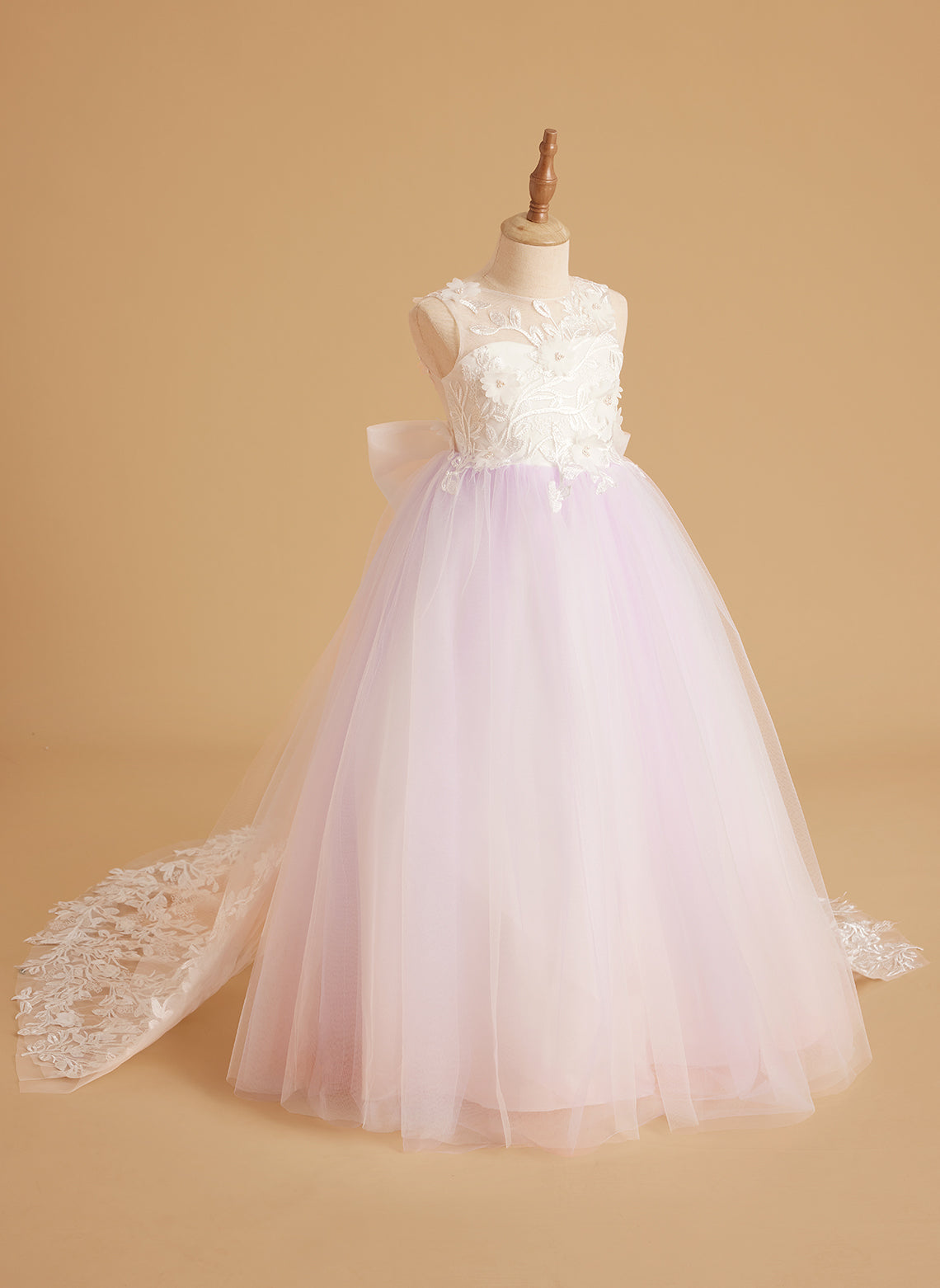 Dream Princess Sleeveless Detachable Train Flower Girl Dress
