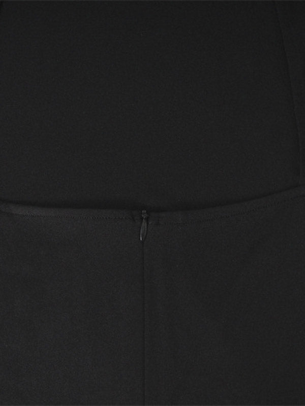 Long Sleeves Skinny Back Cross Split-Side Tasseled High Neck Evening Dresses Midi Dresses