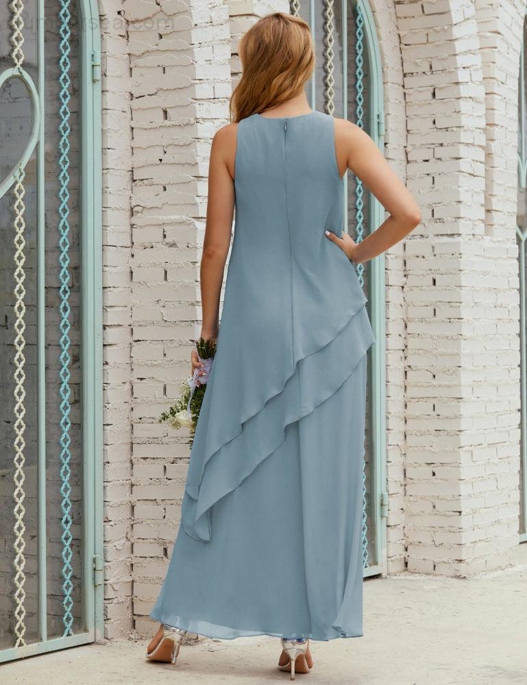 Chiffon Langes Plus Size Kleider für die Brautmutter Formales Brautjungfern-Abschlussballkleid SY28019