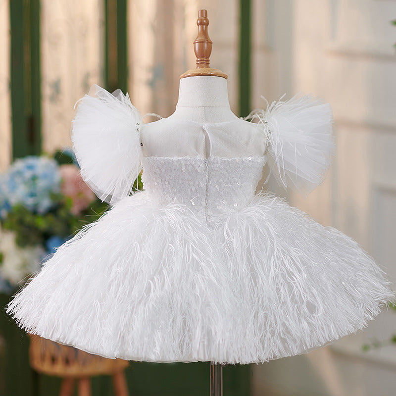 Vestido de cumpleaños para niña con adornos de mariposas