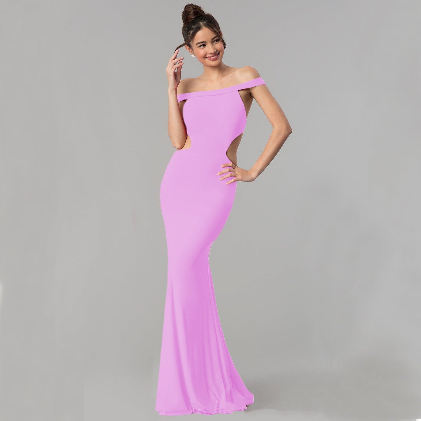 Women's Off Shoulder Maxi Evening Dress – Elegant Formal Gown