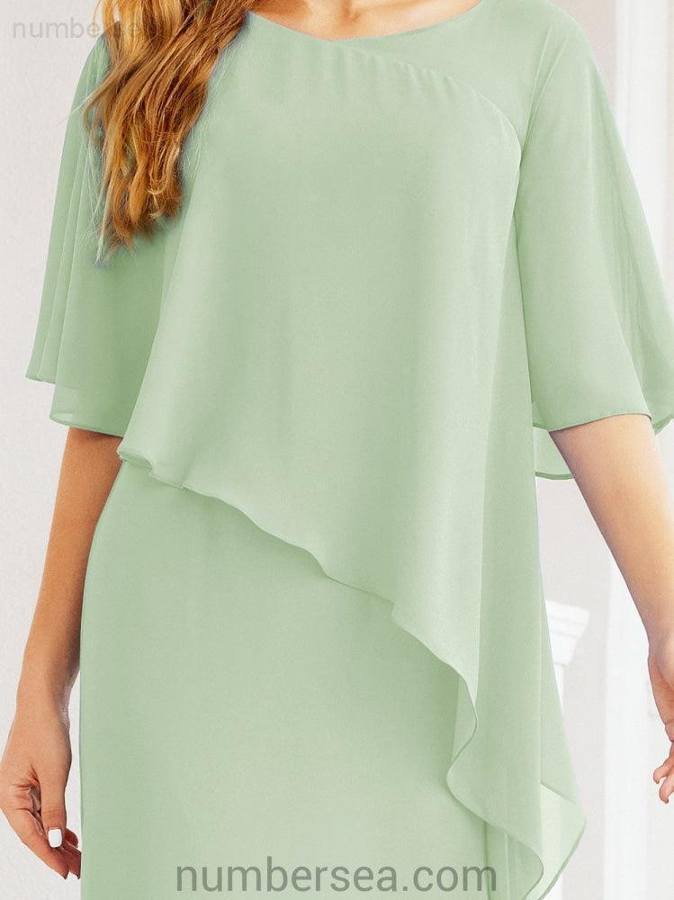 Sunnderly Formales Partykleid, lang, für die Brautmutter, mit Rüschenumhang, SY28026