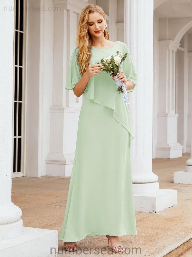 Sunnderly Formal Party Gown Dress Long Mother of The Bride Dresses with Ruffle Cape SY28026