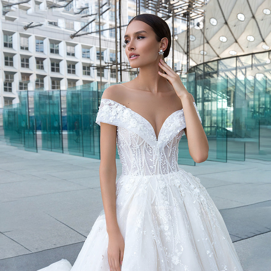 Sexy Sweetheart Lace Wedding Dresses Women's V-neck Decal Princess Wedding Formal Party 2023 Off Shoulder Beaded Romantic Bridal-payinti
