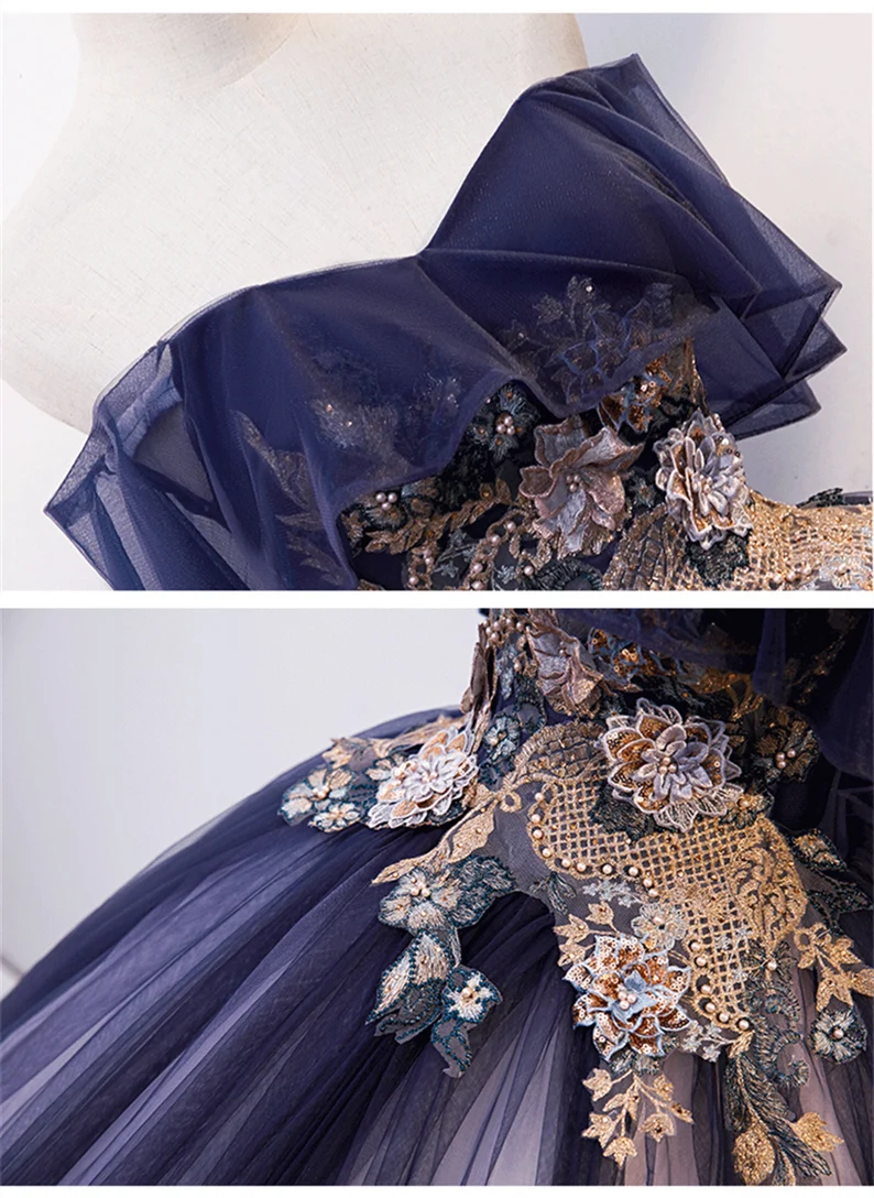 Vestido de tul con encaje floral y cuentas ombré, vestido de quinceañera, vestido de gala Y1935