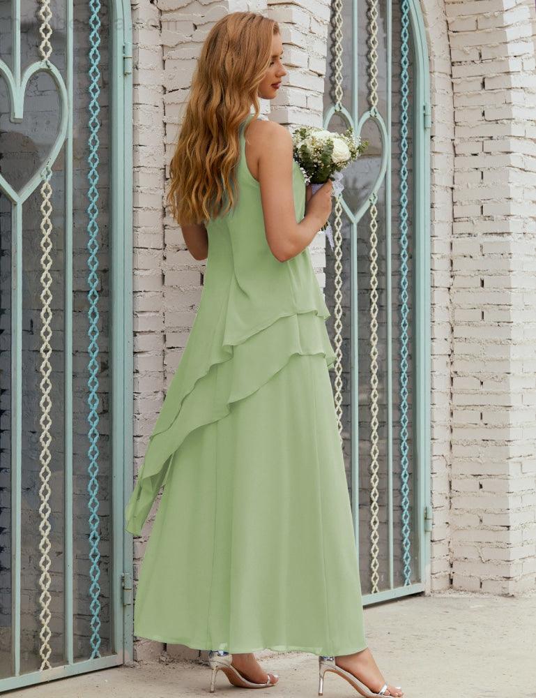 Chiffon Langes Plus Size Kleider für die Brautmutter Formales Brautjungfern-Abschlussballkleid SY28019