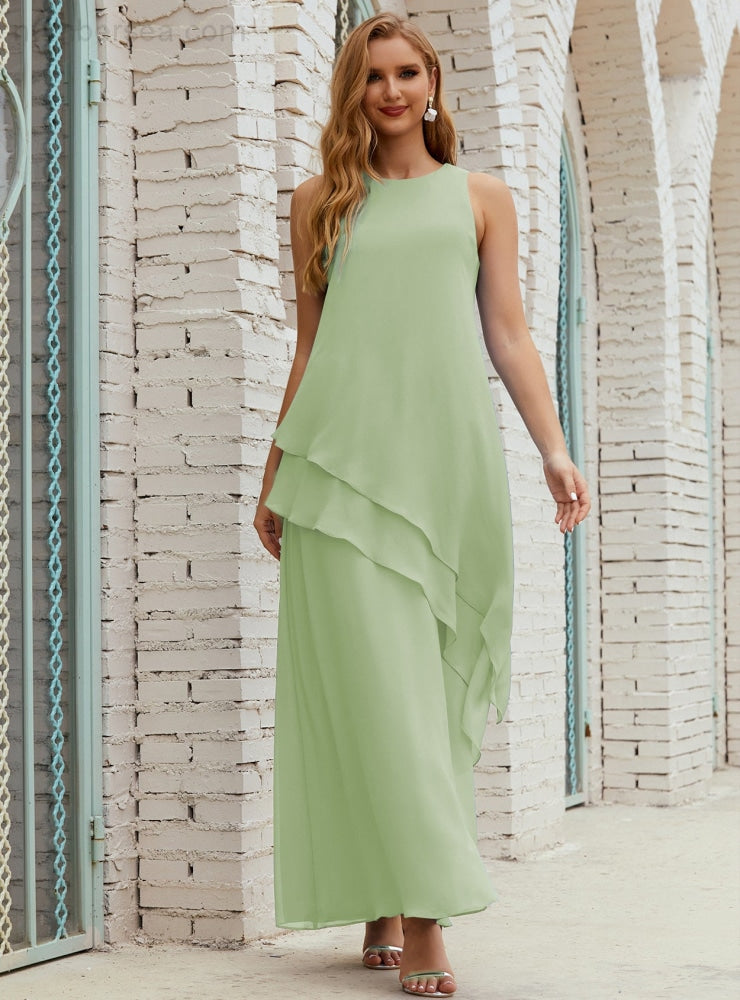 Chiffon Langes Plus Size Kleider für die Brautmutter Formales Brautjungfern-Abschlussballkleid SY28019
