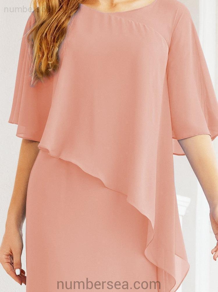 Sunnderly Formal Party Gown Dress Long Mother of The Bride Dresses with Ruffle Cape SY28026
