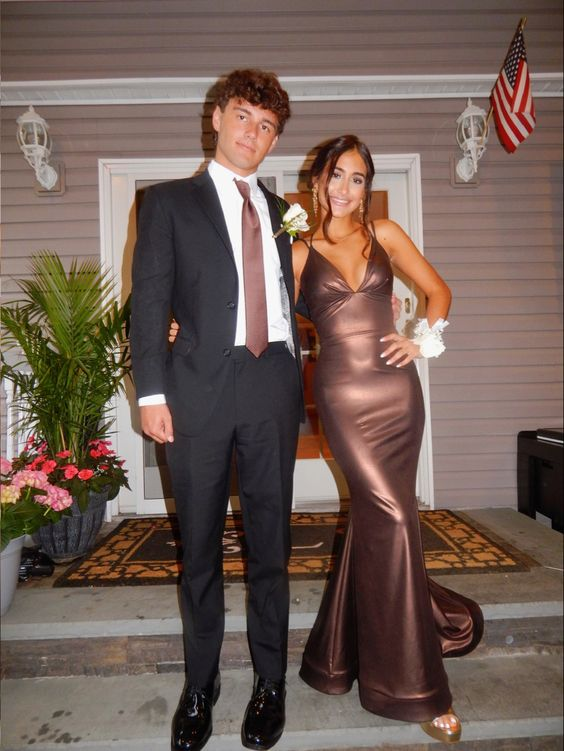 Elegante vestido de noche de sirena con escote en V, elegante vestido de noche Y7408