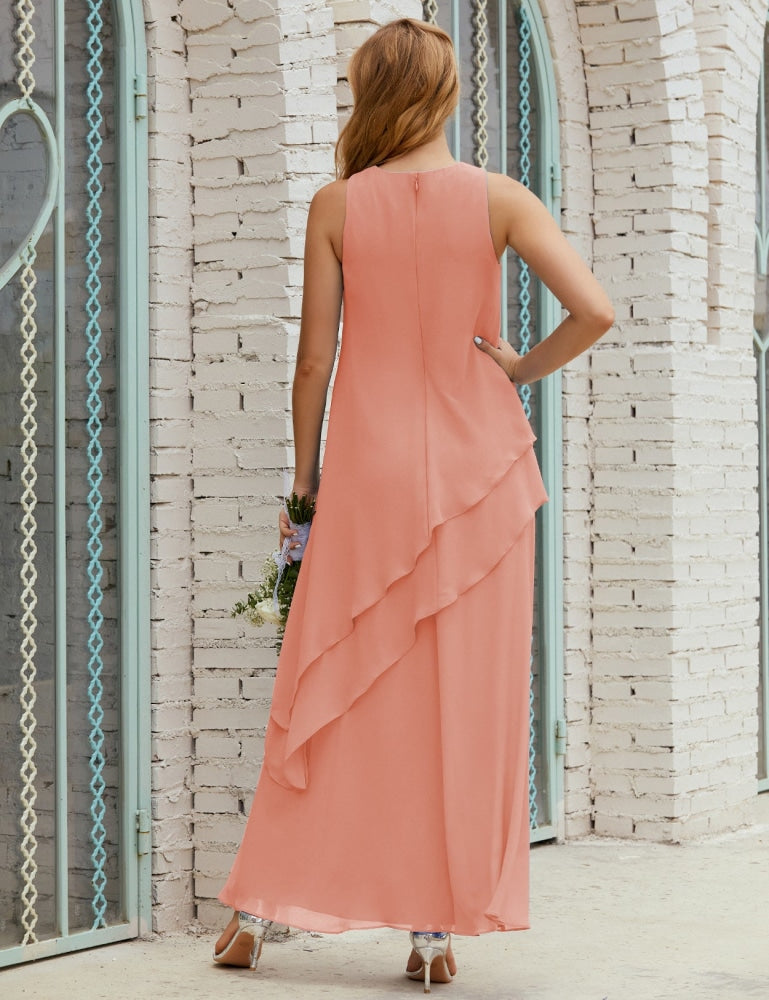 Chiffon Langes Plus Size Kleider für die Brautmutter Formales Brautjungfern-Abschlussballkleid SY28019