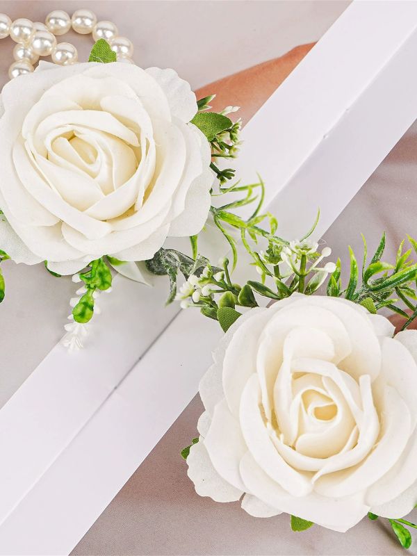 2Pcs Artificial Silk Roses Flower Brooch