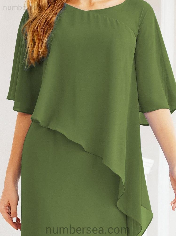 Sunnderly Formal Party Gown Dress Long Mother of The Bride Dresses with Ruffle Cape SY28026