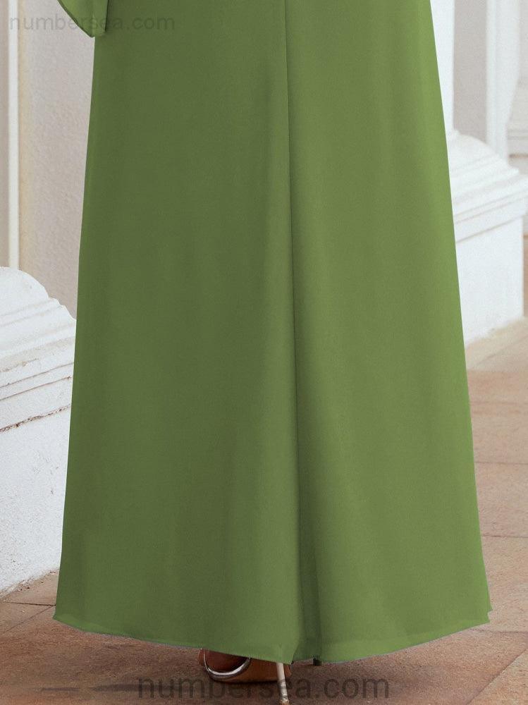 Sunnderly Formal Party Gown Dress Long Mother of The Bride Dresses with Ruffle Cape SY28026