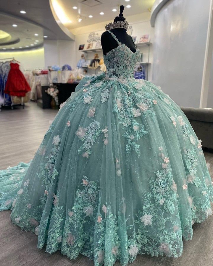 Glamoroso vestido de fiesta con flores 3D, vestido de princesa, vestido de quinceañera Y2320