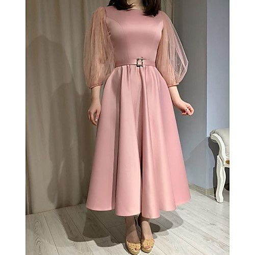 Vestido de cóctel vintage con mangas 3/4 y corte en A, vestido formal de noche Y5690