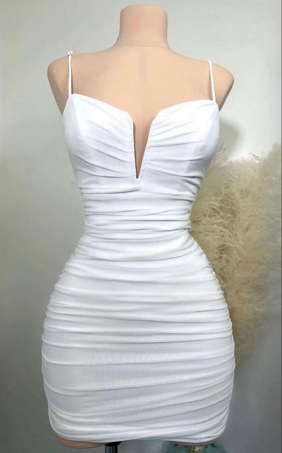 Süßes weißes Träger-Heimkehrkleid, sexy figurbetontes Kleid Y1917