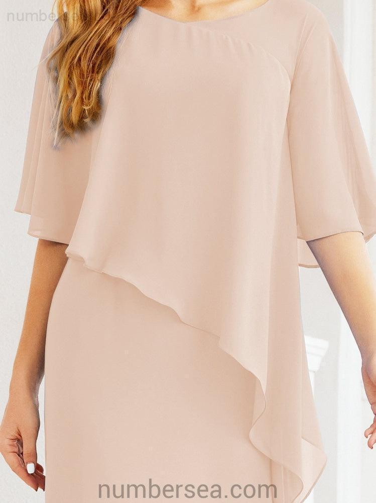 Sunnderly Formal Party Gown Dress Long Mother of The Bride Dresses with Ruffle Cape SY28026