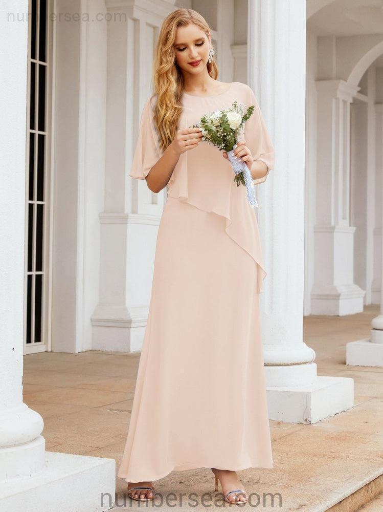 Sunnderly Formal Party Gown Dress Long Mother of The Bride Dresses with Ruffle Cape SY28026