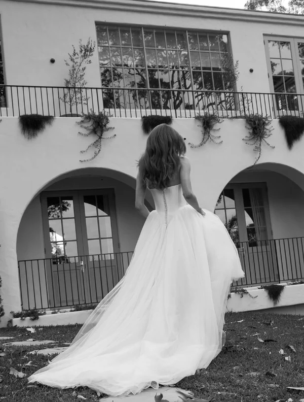 Vestido de fiesta romántico de tul blanco en forma de A, vestido de novia formal Y8084