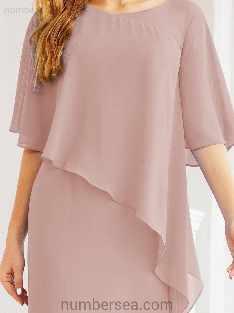 Sunnderly Formal Party Gown Dress Long Mother of The Bride Dresses with Ruffle Cape SY28026