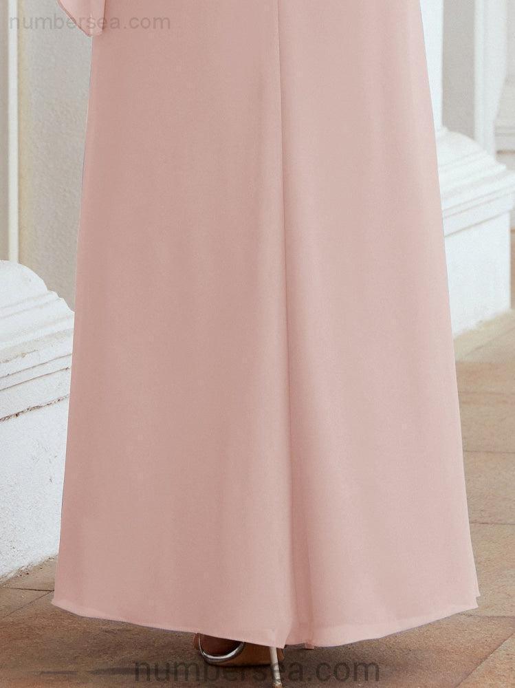 Sunnderly Formal Party Gown Dress Long Mother of The Bride Dresses with Ruffle Cape SY28026