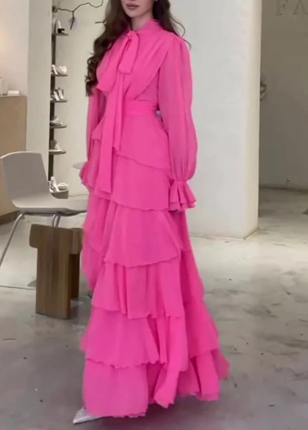 Fashion Chiffon Layered Ruffled Long Prom Dress Elegant Party Evening Dress Y7617