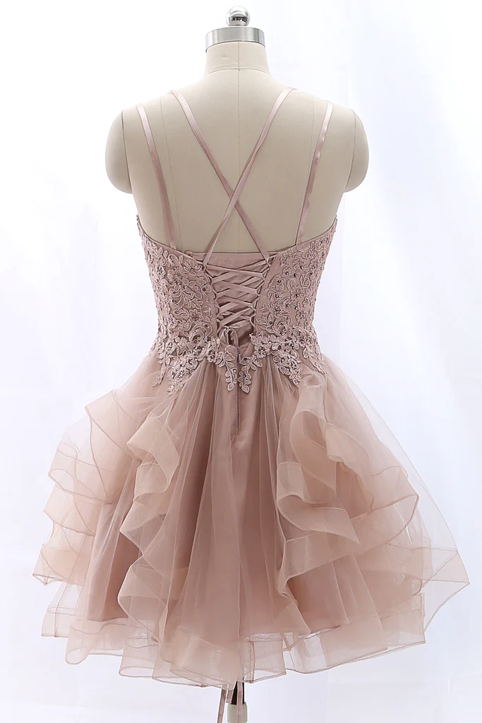 Vestido de fiesta vintage de tul con tirantes finos y encaje Y2584