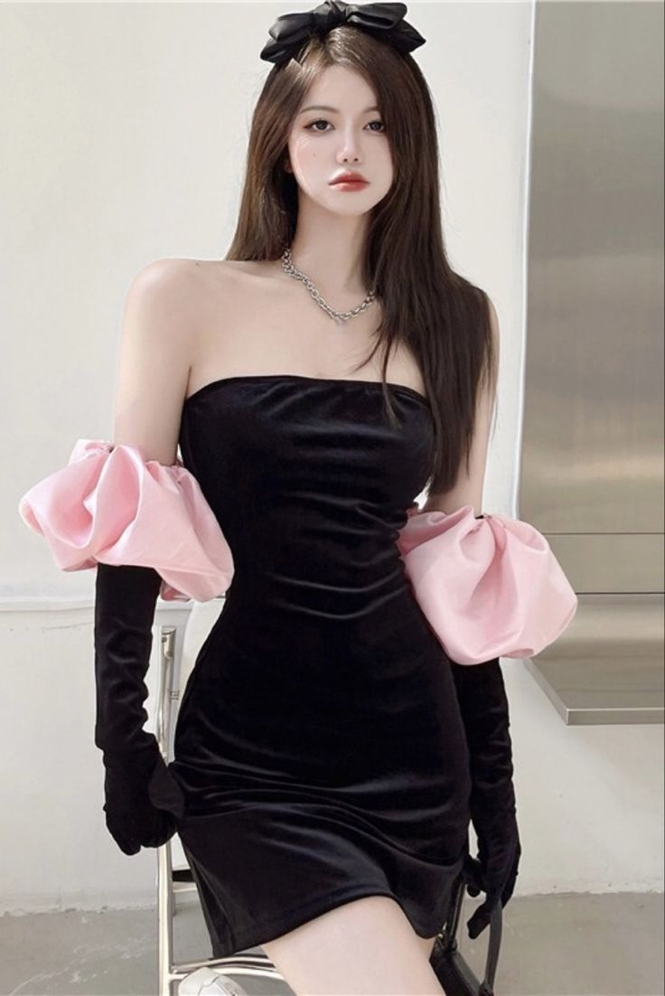 Sexy Schwarzes Trägerloses Homecoming-Kleid, Schwarzes Partykleid Y2381
