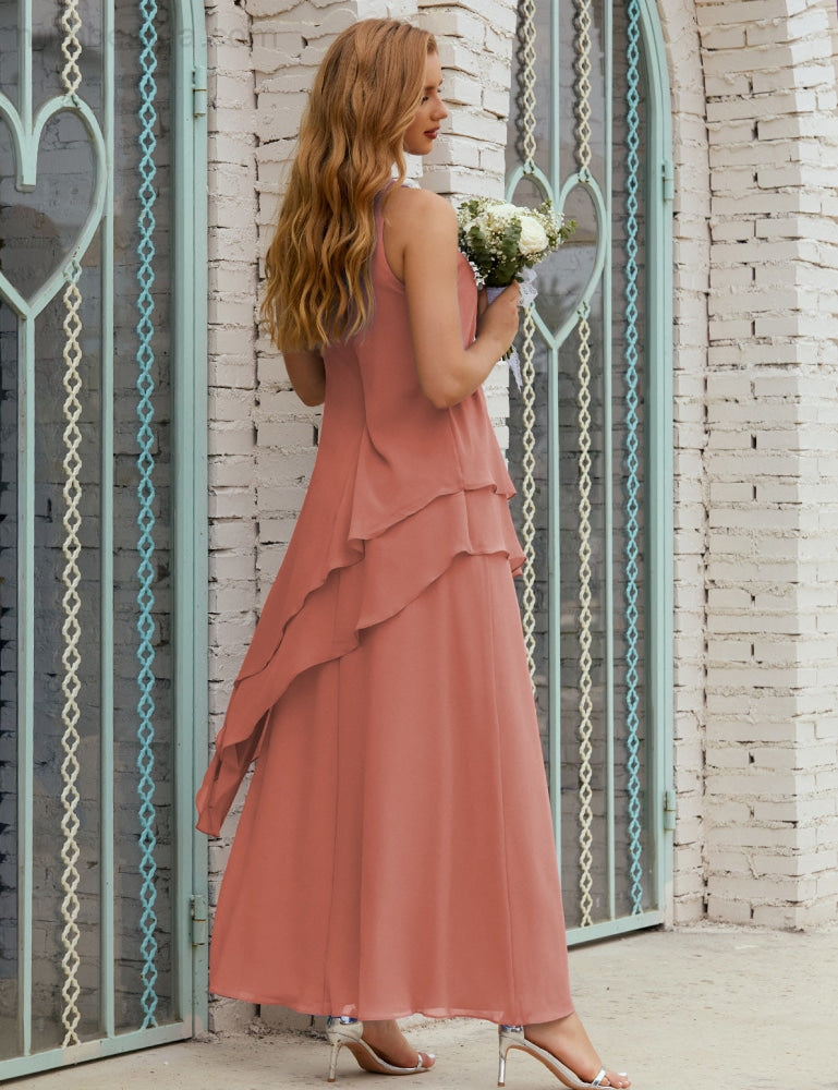 Chiffon Langes Plus Size Kleider für die Brautmutter Formales Brautjungfern-Abschlussballkleid SY28019