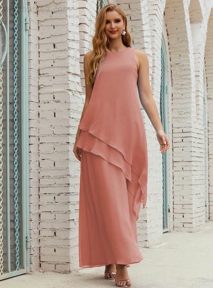 Chiffon Langes Plus Size Kleider für die Brautmutter Formales Brautjungfern-Abschlussballkleid SY28019