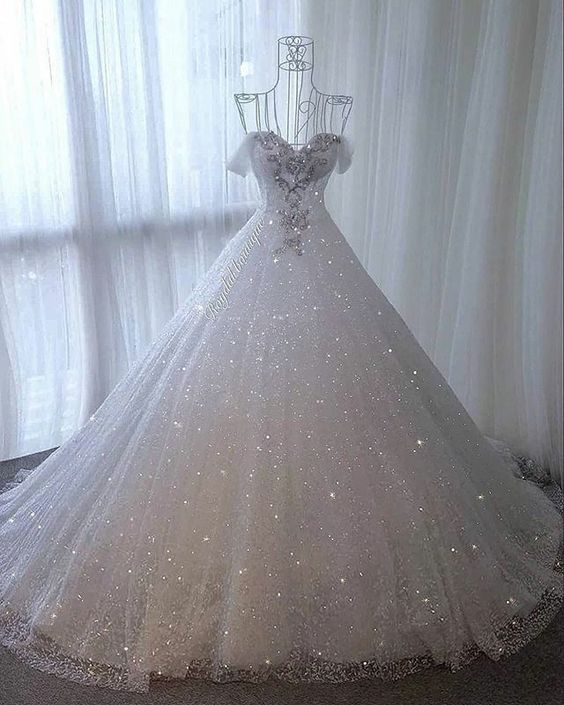 Vestido de novia blanco con hombros descubiertos y vestido de noche brillante Y48