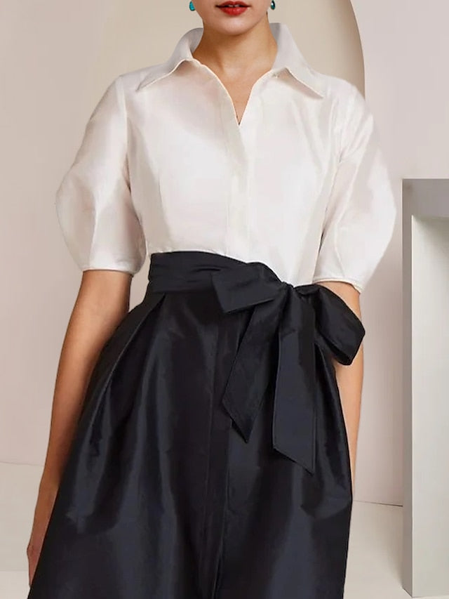 A-Line/Princess Shirt Collar Short Sleeves 2 pieces Mother Of The Bride Dresses