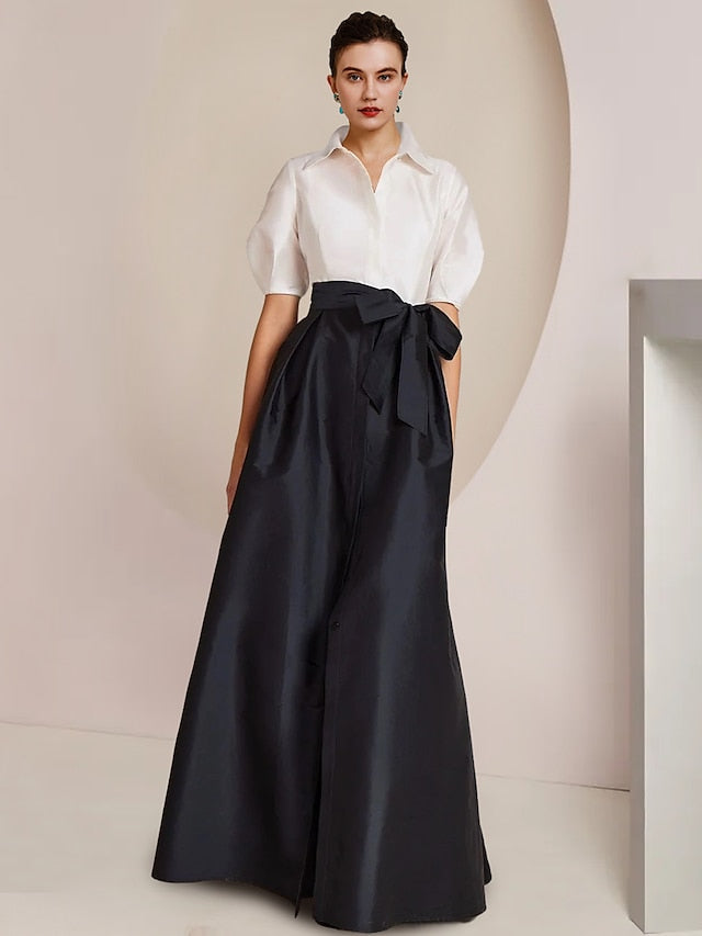 A-Line/Princess Shirt Collar Short Sleeves 2 pieces Mother Of The Bride Dresses