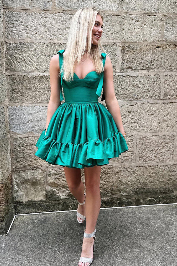 A-line Pink Ruffle Cute Sweetheart Homecoming Dresses PD491