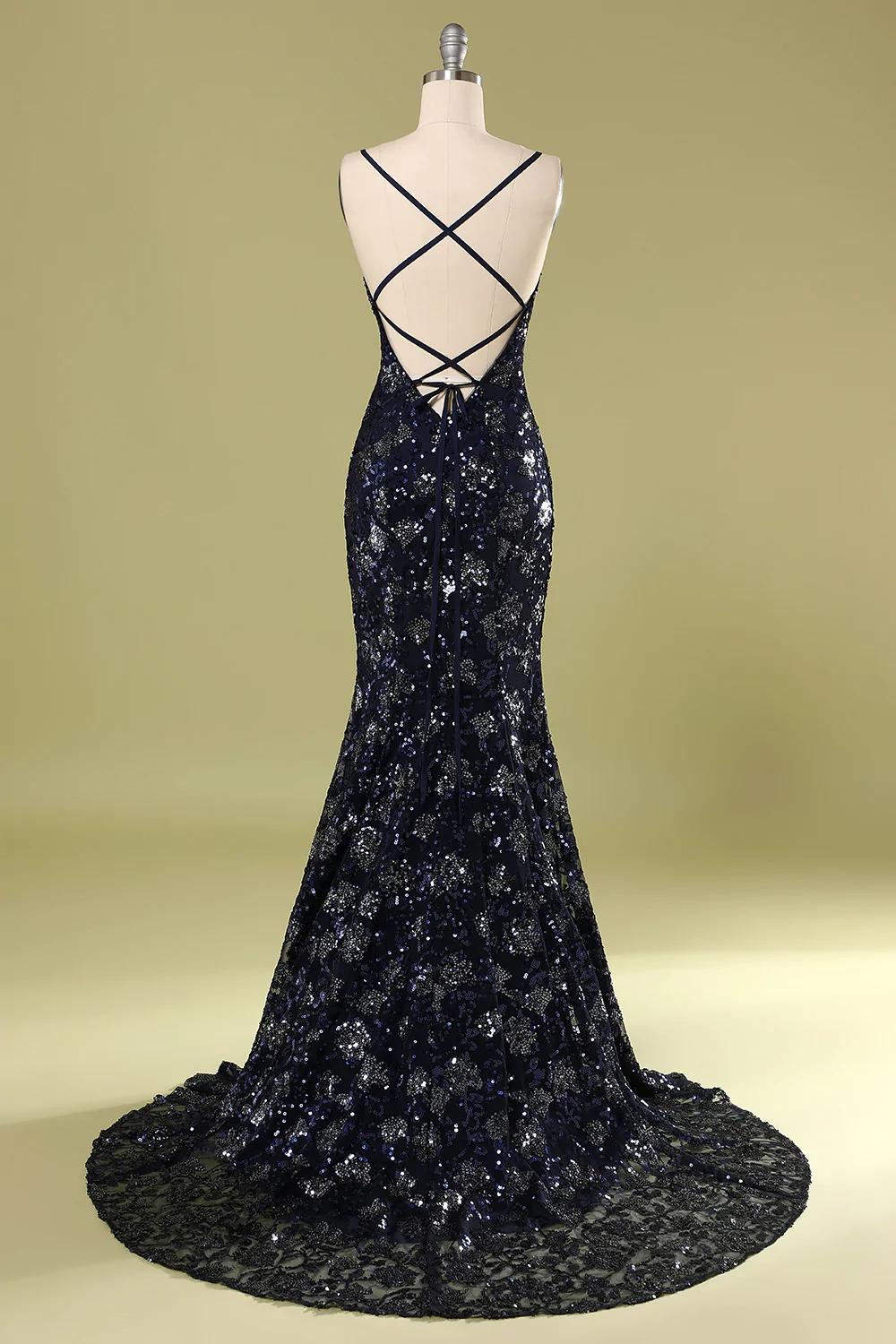 Marineblaues Abendkleid mit Perlen und Pailletten, schickes Ballkleid Y1832