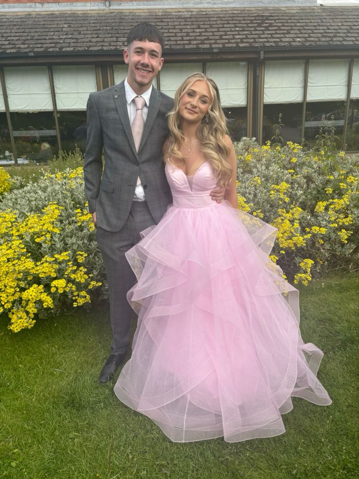 Glänzend rosa Tüll A-Linie Ballkleid Träger Abendkleid Y7932