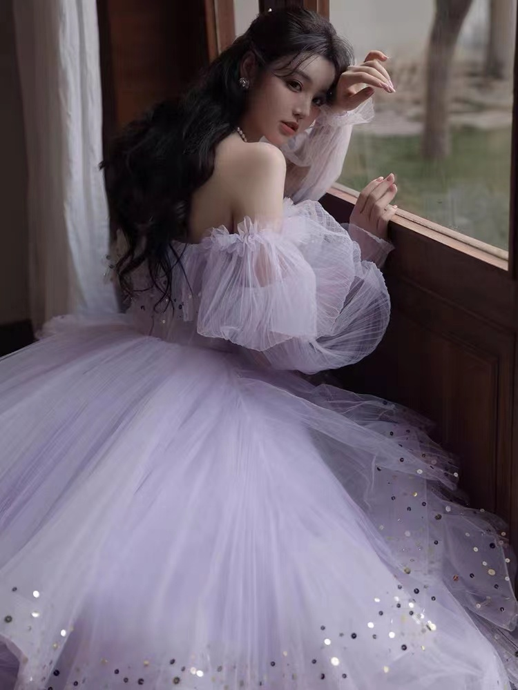 Sparkly Prom Dresses Purple Prom Dresses Robes De Cocktail Off The Shoulder Prom Dresses Long Sleeve Prom Dresses Y2408