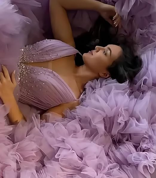 Purple A-line V Neck Tulle Ball Gown,Purple Princess Dress,Fairy Dress Y6590