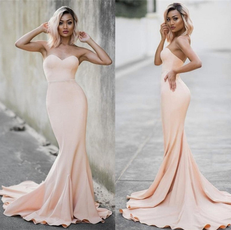 Einfache Chiffon Brautjungfernkleider Meerjungfrau Sweetheart Neck Ballkleider