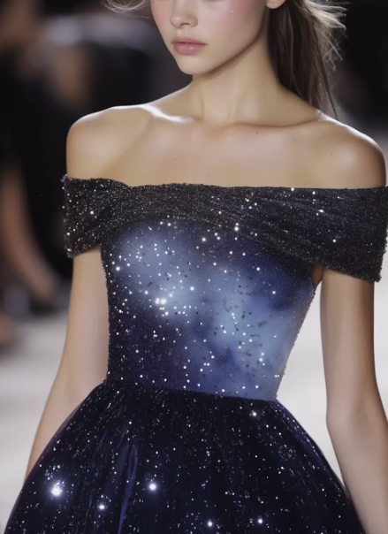 Ombre Blau Satin Pailletten Ballkleid, Off The Shoulder A-Linie Ballkleid Abendkleid Y8337