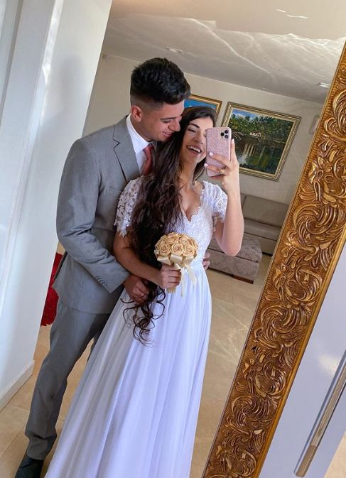 Elegante vestido de novia blanco de manga corta y largo, vestido de novia blanco Y7225