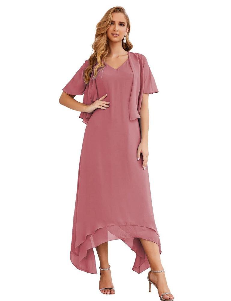 Sunnderly Chiffon-Kleid für die Brautmutter in Übergröße mit Jacke, formelle Kleider für die Hochzeit, SY28073