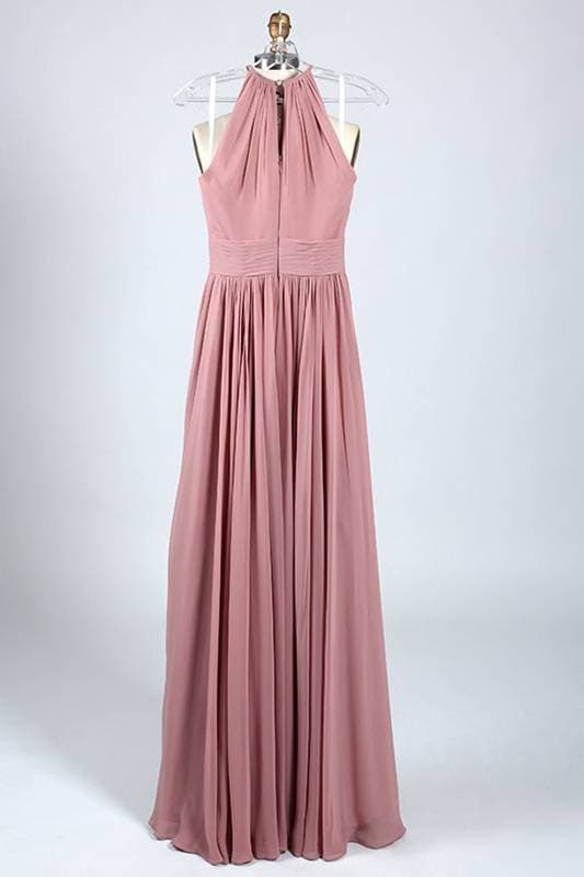 Zartrosa Chiffon-Brautjungfernkleid SCB69