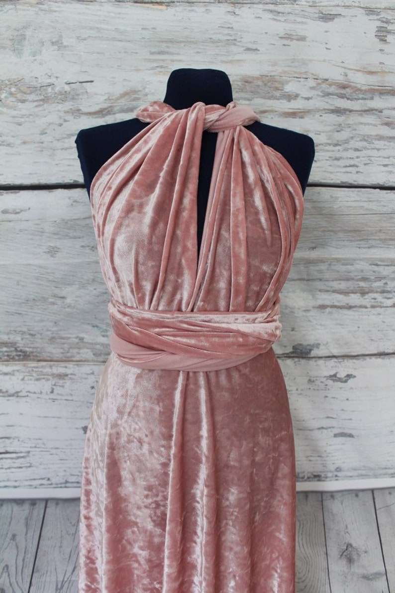 Zartrosa Samt-Brautjungfernkleid SCB71