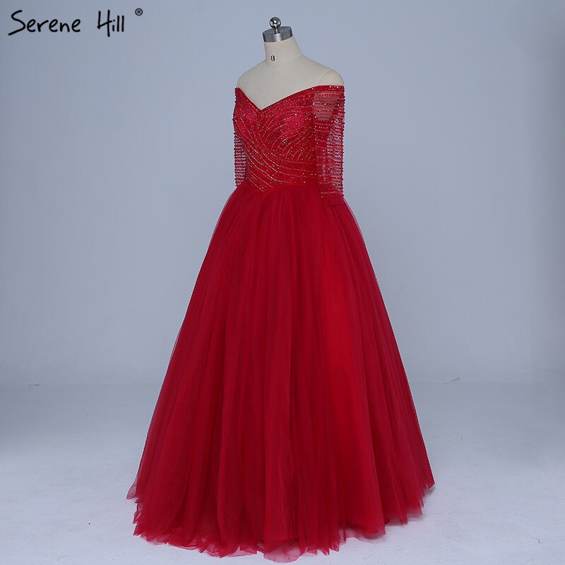 En oferta, sin devolución ni reembolso, escote barco, cuentas, lentejuelas, tul, vestido de noche, rojo vino, sexy, vestido de novia, vestido de noche, bata de noche 2025, foto real LA6393