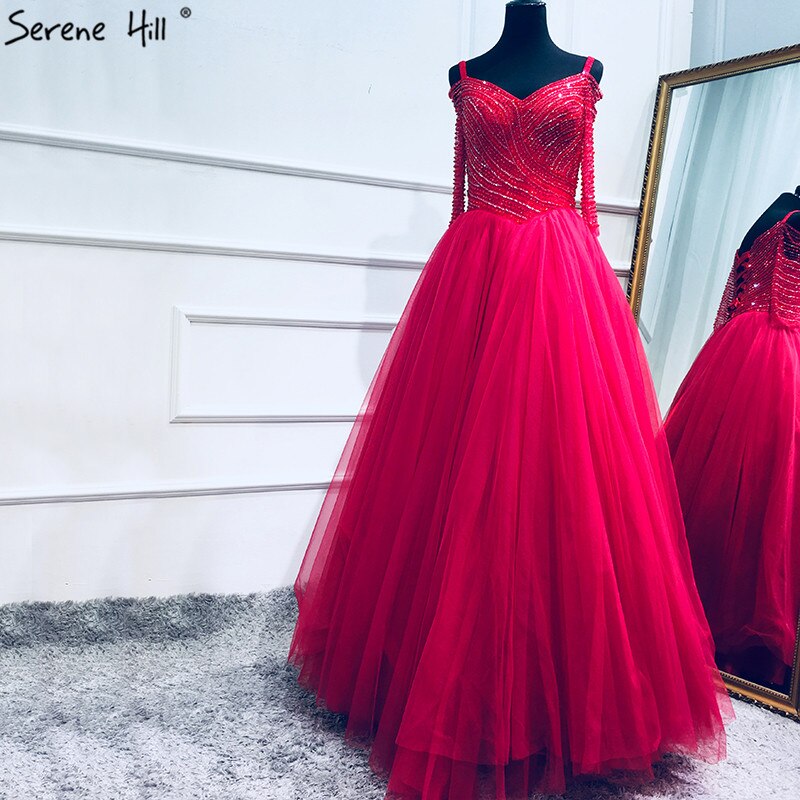 En oferta, sin devolución ni reembolso, escote barco, cuentas, lentejuelas, tul, vestido de noche, rojo vino, sexy, vestido de novia, vestido de noche, bata de noche 2025, foto real LA6393