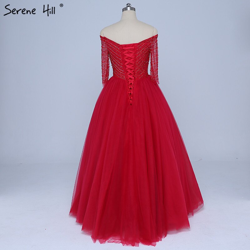 En oferta, sin devolución ni reembolso, escote barco, cuentas, lentejuelas, tul, vestido de noche, rojo vino, sexy, vestido de novia, vestido de noche, bata de noche 2025, foto real LA6393