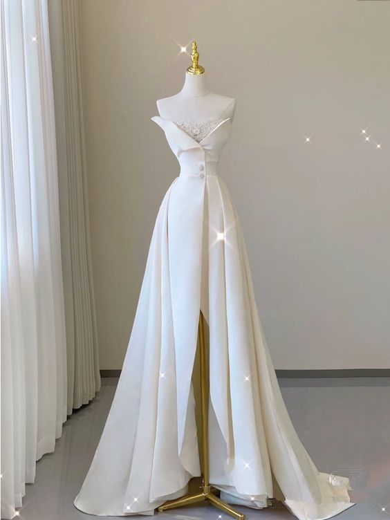 Elegante vestido de novia blanco, vestido de novia blanco Y7335