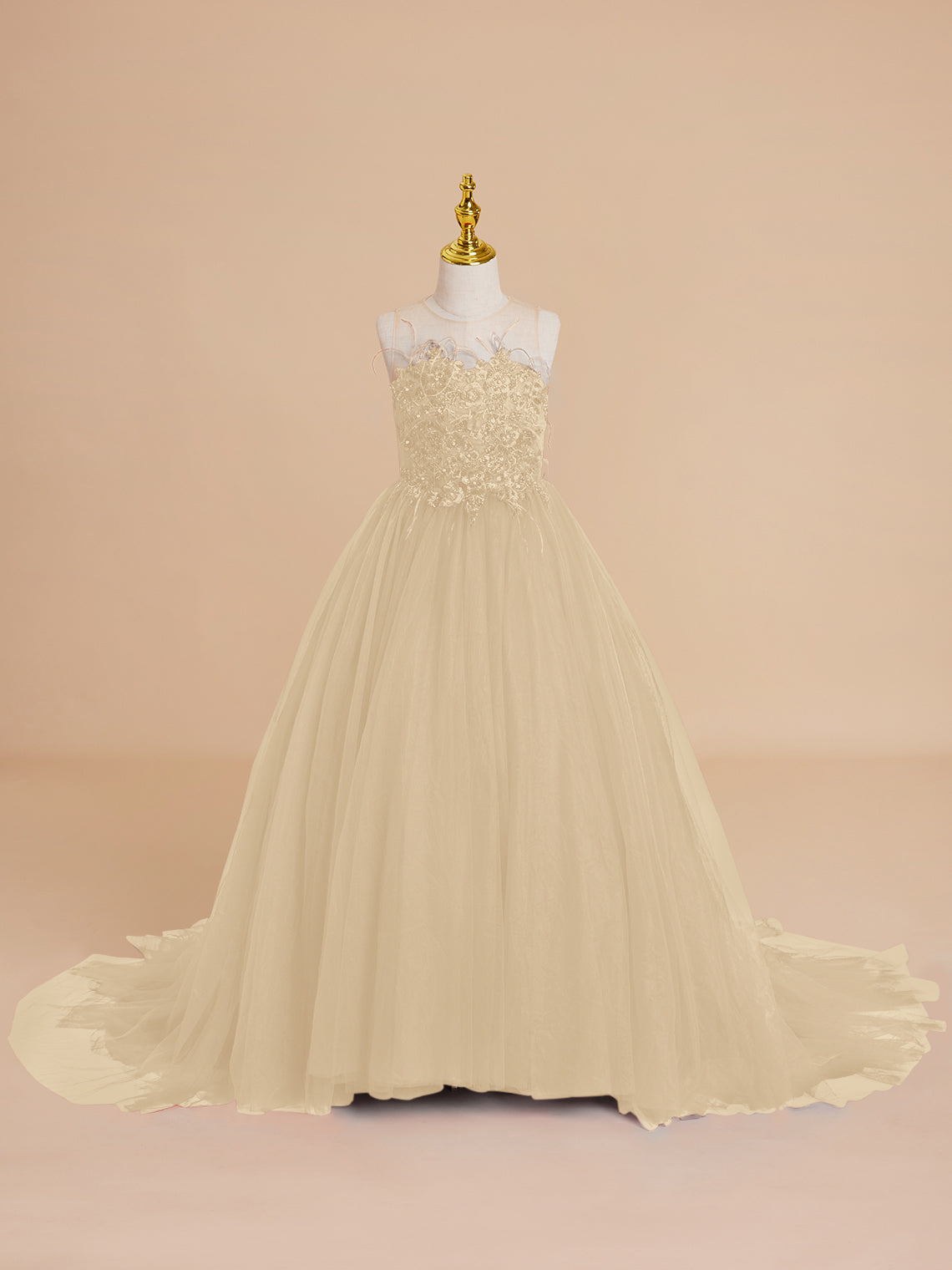 Ball-Gown/Princess Tulle Sweep Train Flower Girl Dress