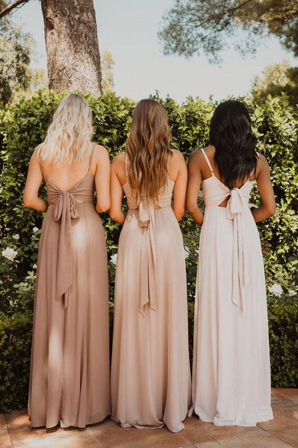 Chiffon Spaghetti Straps Neckline A-line Bridesmaid Dresses BD093